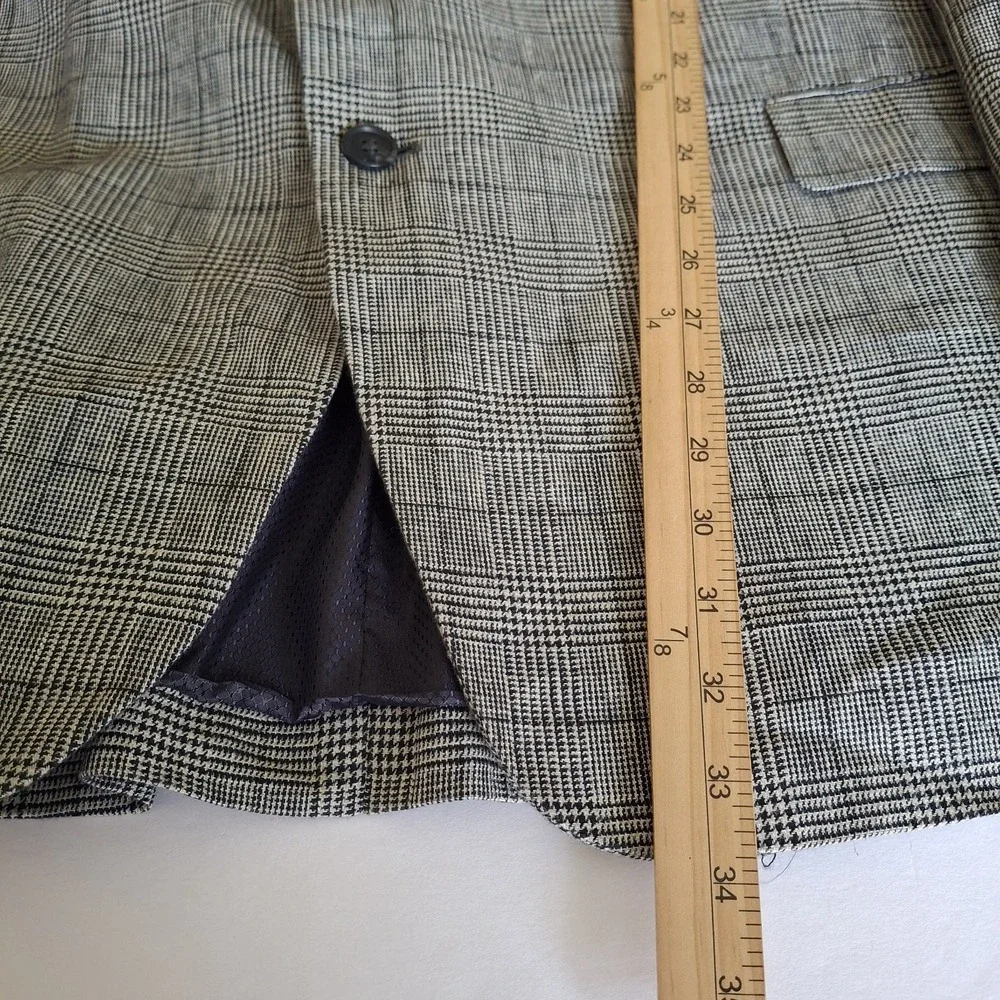 Oak Hill Men Blazer Jacket 3XL 54 56 Glen Plaid Houndstooth Linen Blend Coat